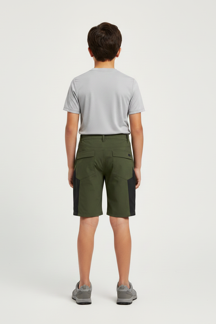 Pantalon Randonnée Kaki Court Léger Enfant - Polyester - vue 2