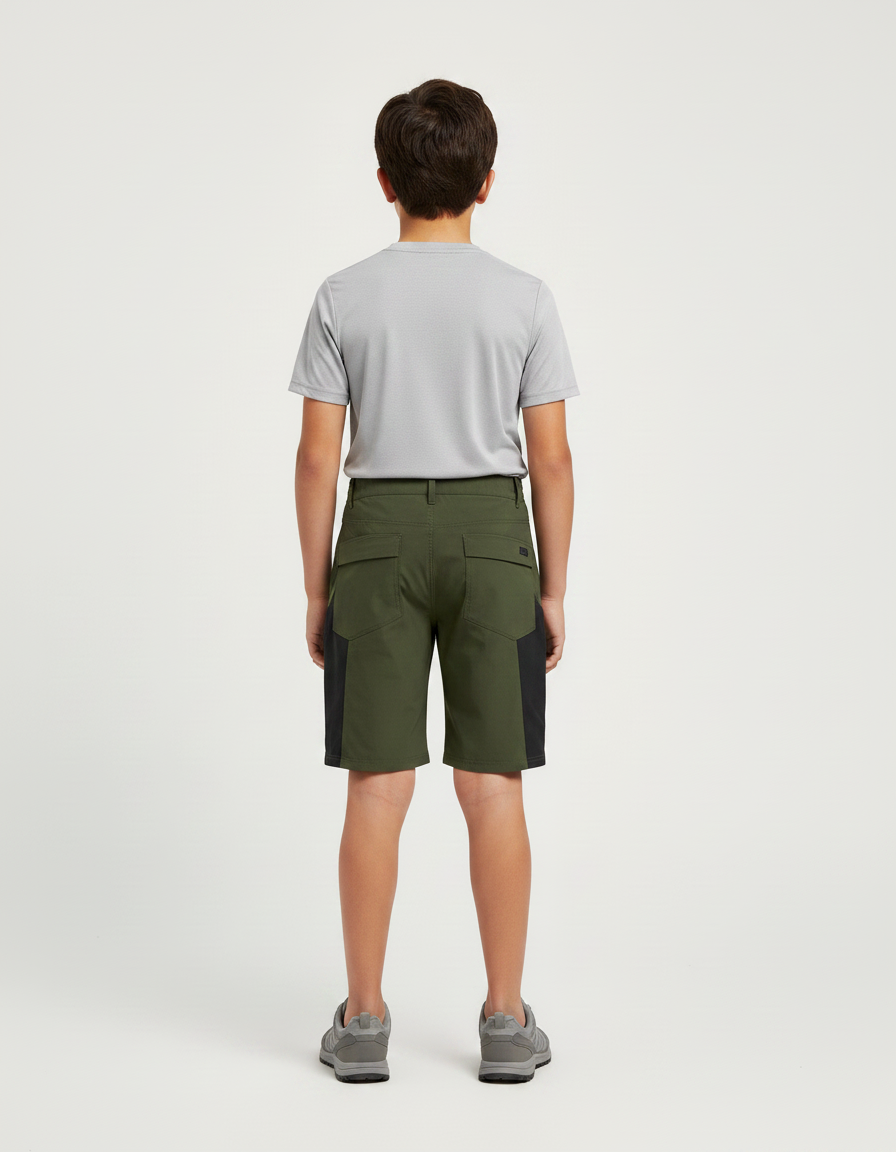 Pantalon Randonnée Kaki Court Léger Enfant - Polyester - vue 2