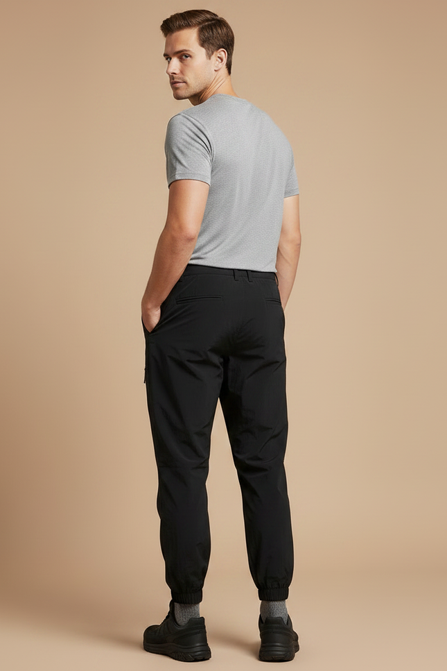 Pantalon Randonnée Noir Léger Jogger Zippé Homme - Polyester - vue 2