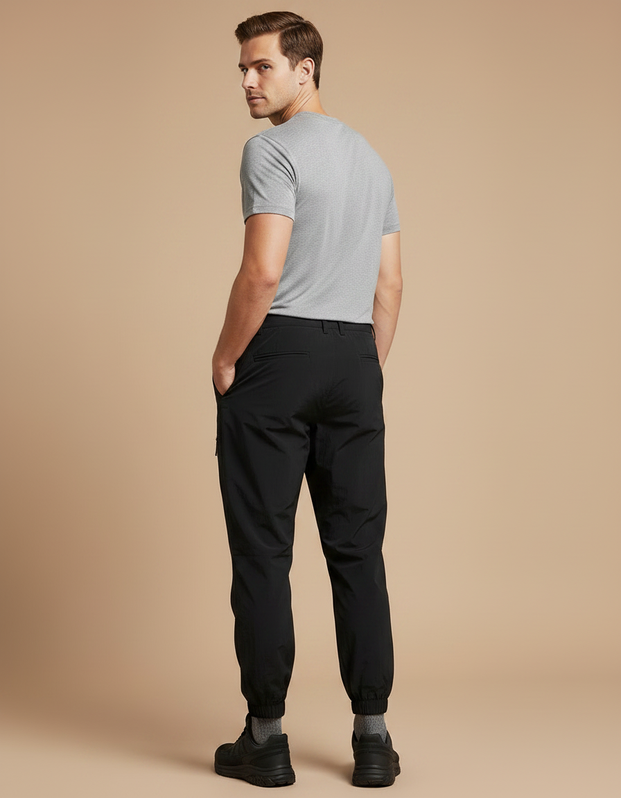 Pantalon Randonnée Noir Léger Jogger Zippé Homme - Polyester - vue 2