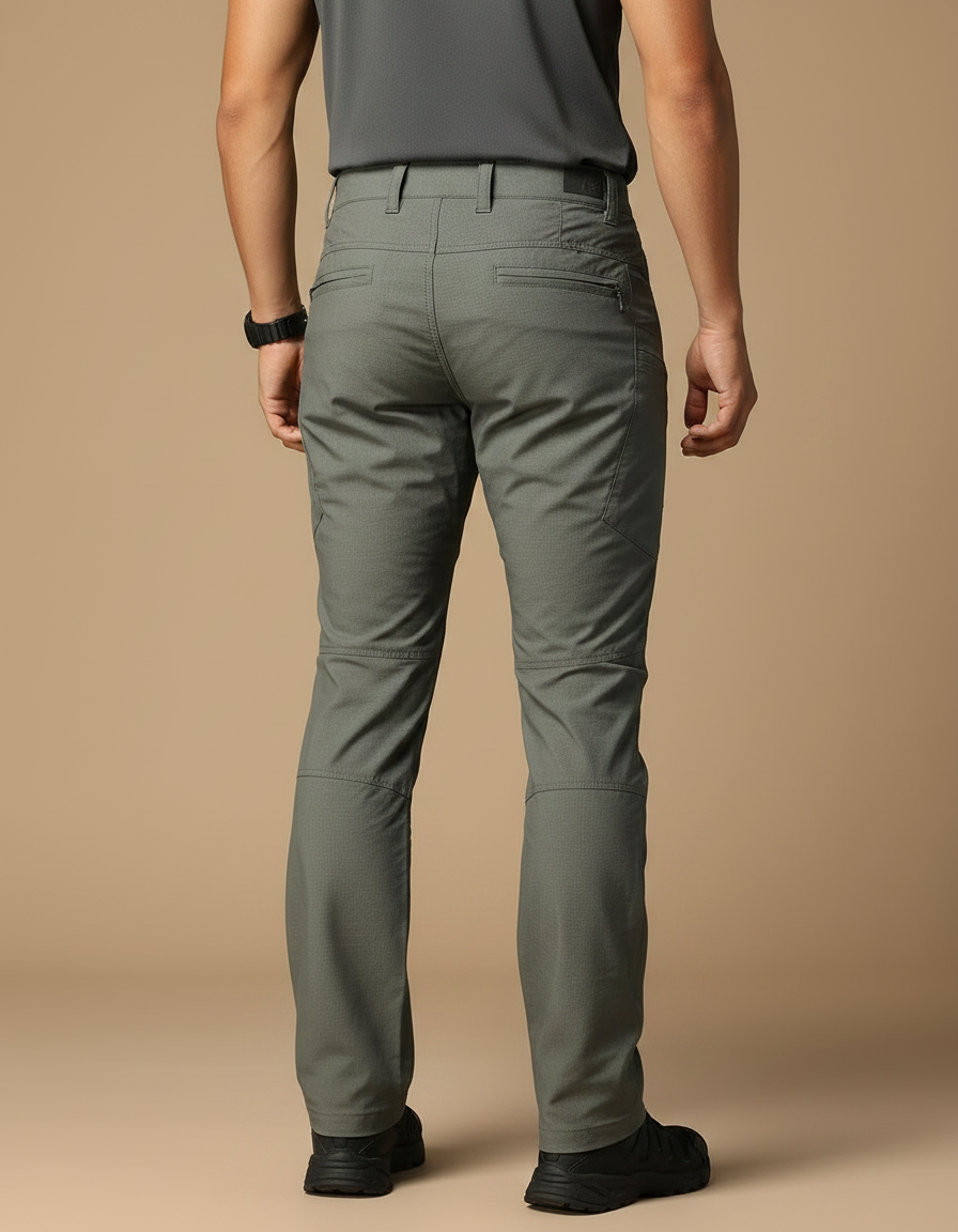 Pantalon Randonnée Homme Gris Cargo Tactique Multi-poches - Kaki Polyester - vue 2