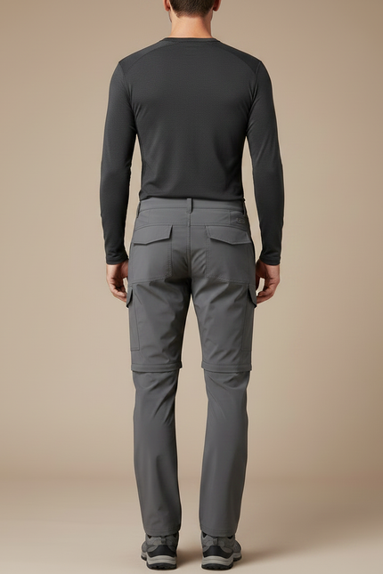 Pantalon Randonnée Gris Convertible Léger Stretch Multi-Poches - Polyester - vue 2