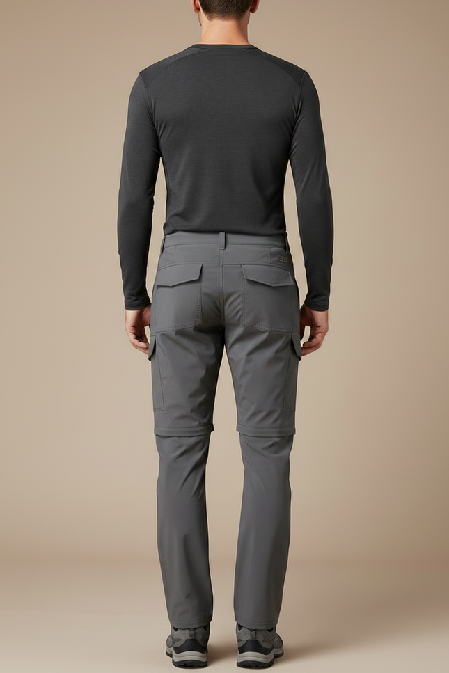 Pantalon Randonnée Gris Convertible Léger Stretch Multi-Poches - Polyester - vue 2