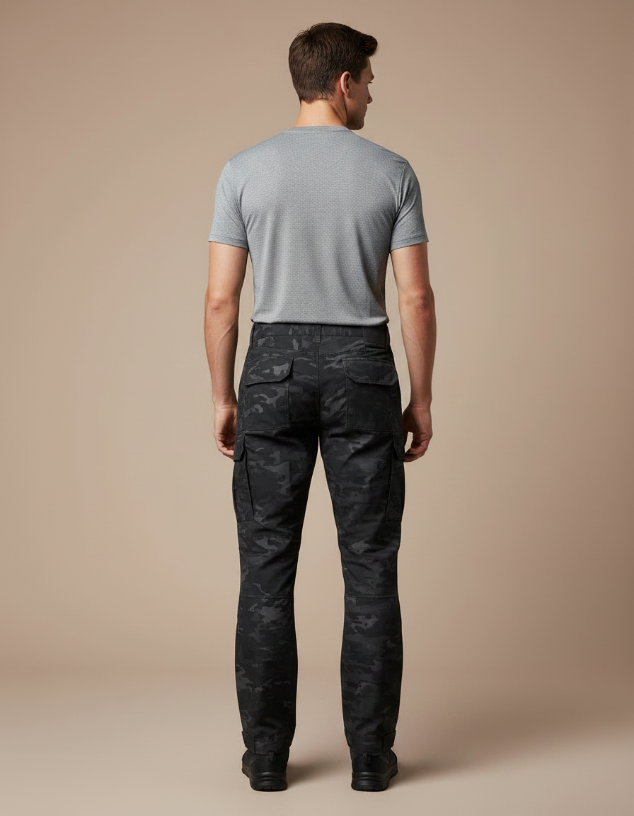 Pantalon Randonnée Camouflage Noir Tactique Cargo Homme - Polyester - vue 2