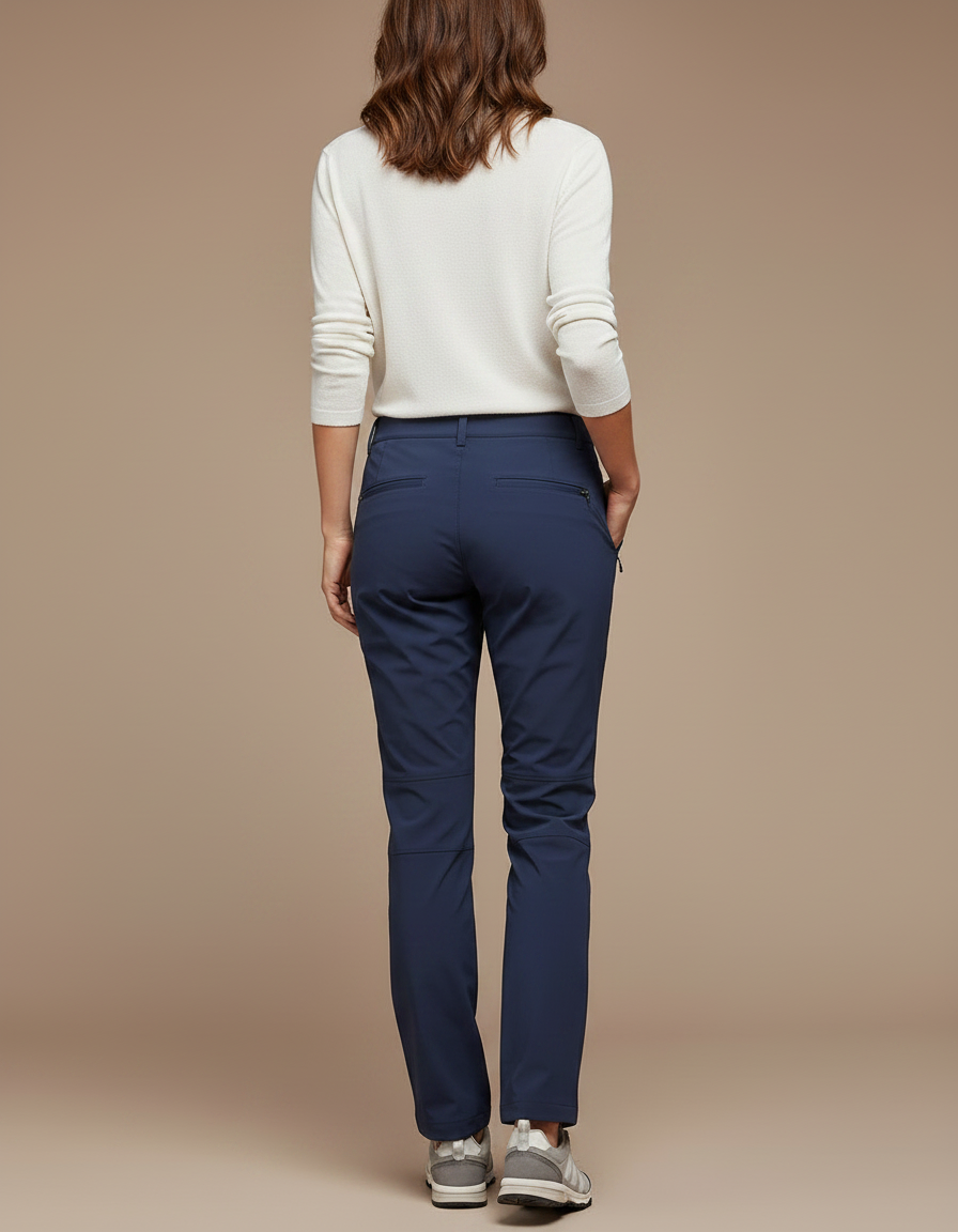 Pantalon Randonnée Femme Bleu Marine Droit Stretch - Polyester - vue 2