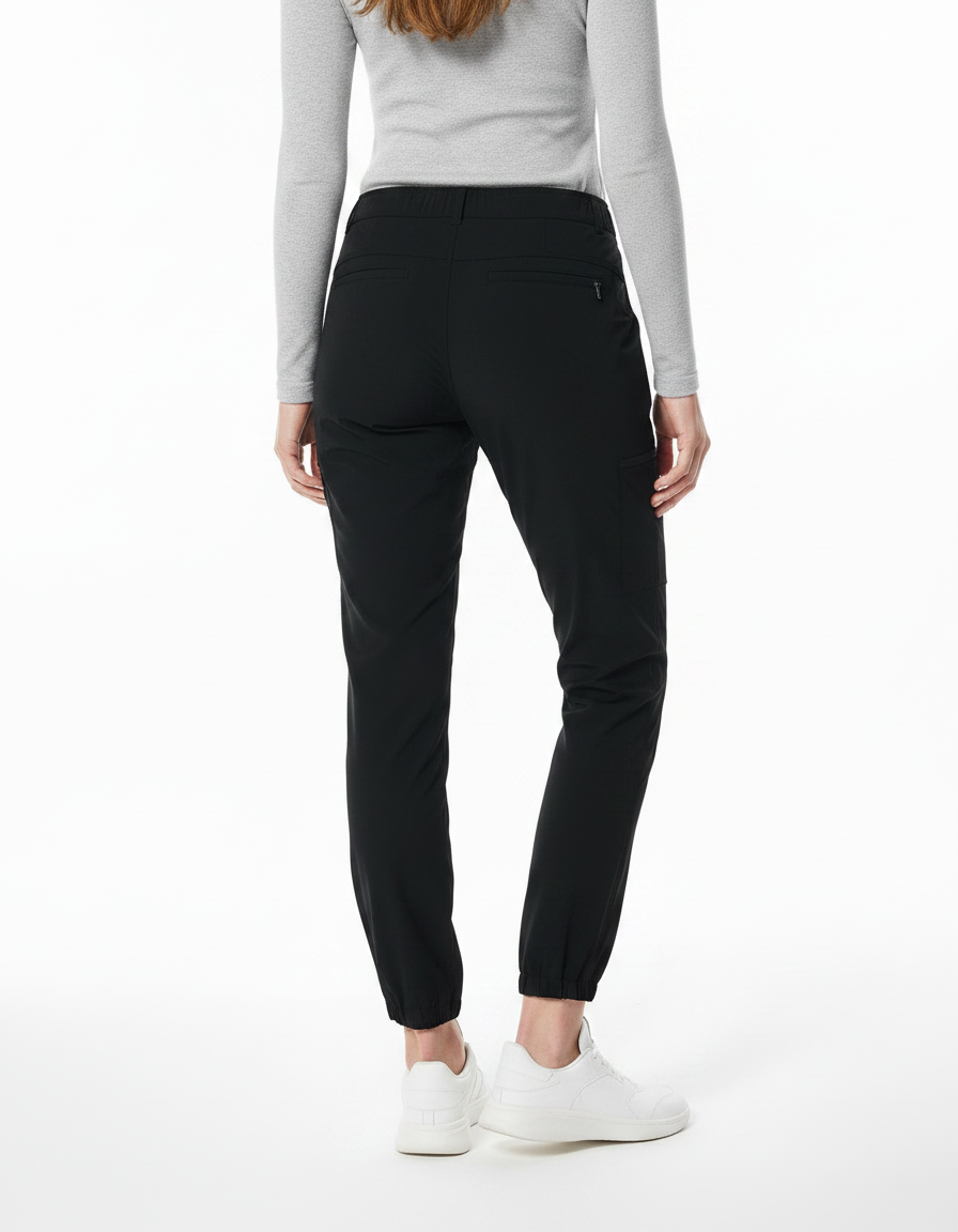 Pantalon Randonnée Noir Léger Cargo Élastiqué Femme - Polyester - vue 2