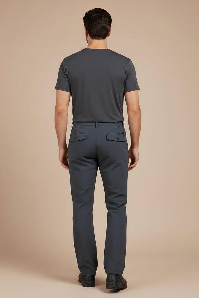 Pantalon Randonnée Gris Anthracite Coupe Droite Confortable - Polyester - vue 2