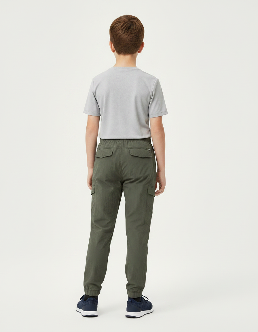 Pantalon Randonnée Kaki Enfant Léger Confortable Respirant - Polyester - vue 2