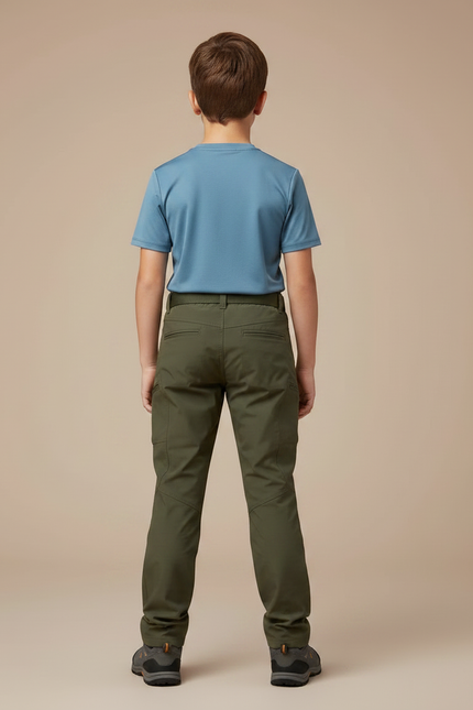 Pantalon Randonnée Vert Kaki Enfant Tactique Résistant - Polyester - vue 2