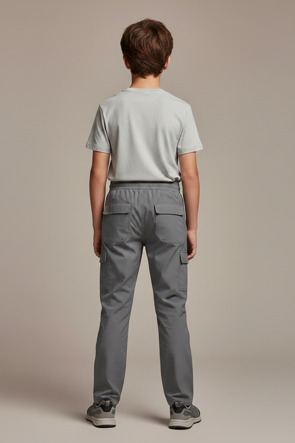 Pantalon Randonnée Gris Cargo Léger Enfant - Polyester - vue 2