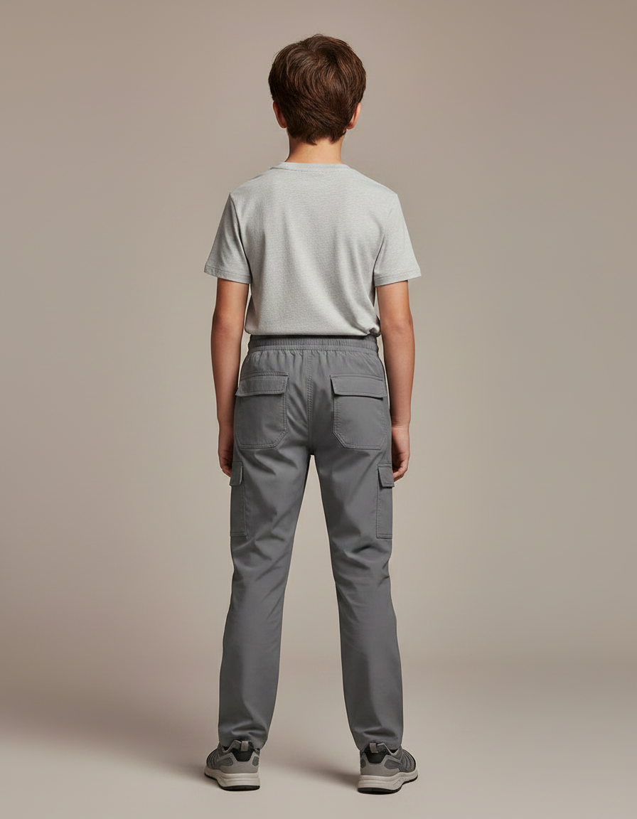 Pantalon Randonnée Gris Cargo Léger Enfant - Polyester - vue 2