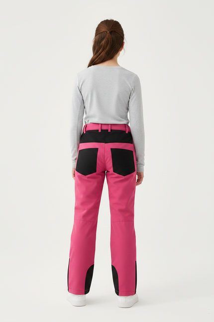 Pantalon Randonnée Rose Noir Imperméable Hiver Fille - Polyester - vue 2