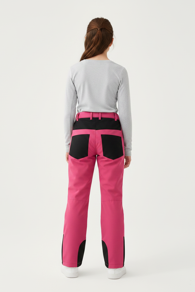 Pantalon Randonnée Rose Noir Imperméable Hiver Fille - Polyester - vue 2