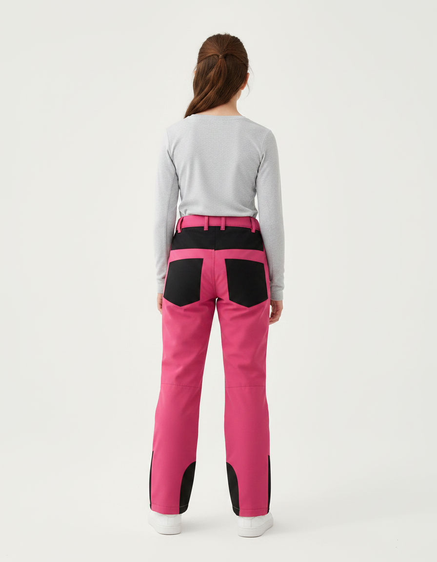 Pantalon Randonnée Rose Noir Imperméable Hiver Fille - Polyester - vue 2