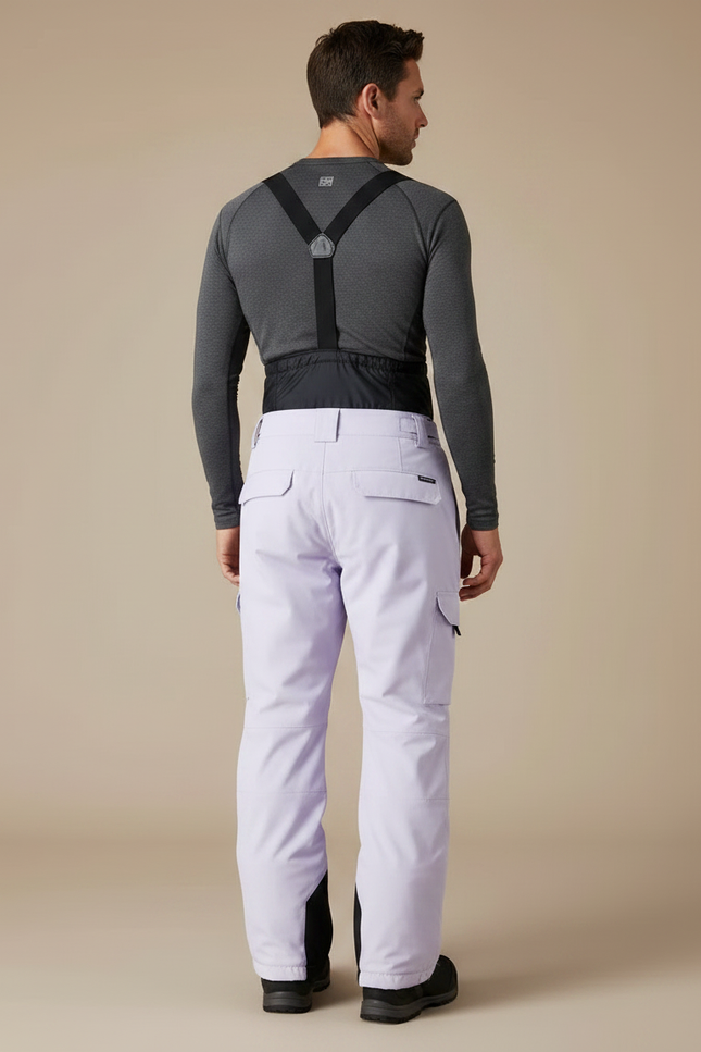 Pantalon Randonnée Violet Bretelles Imperméable Hiver Homme - Polyester - vue 2