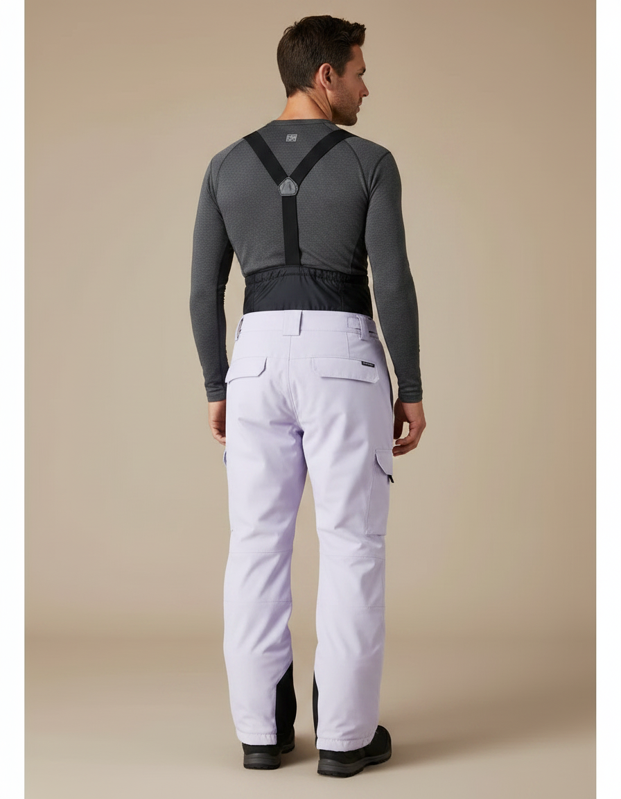 Pantalon Randonnée Violet Bretelles Imperméable Hiver Homme - Polyester - vue 2