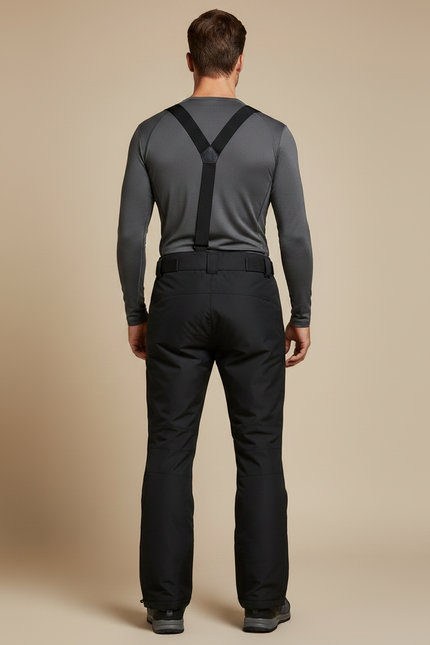 Pantalon Randonnée Noir Bretelles Impermé Homme - Polyester - vue 2