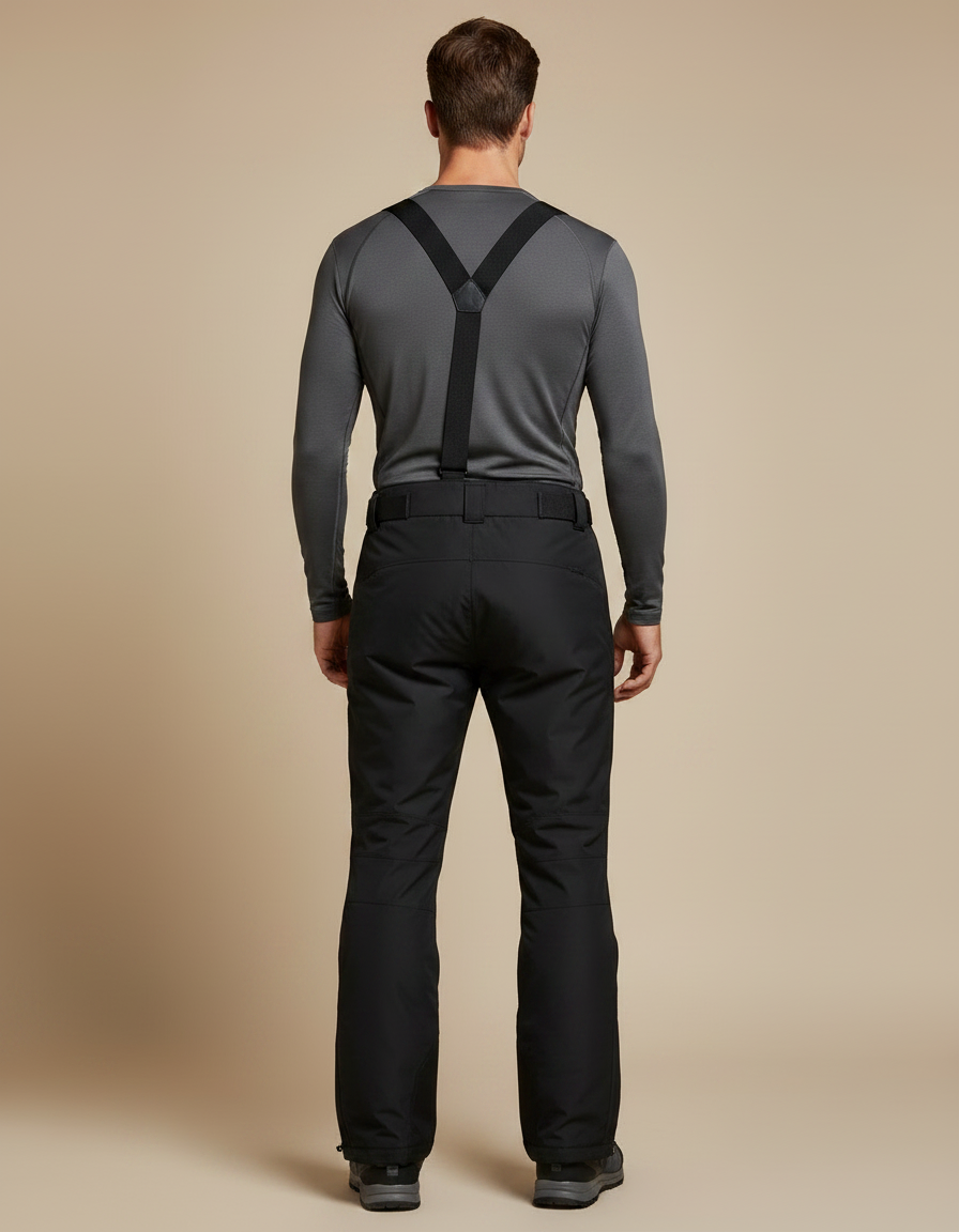 Pantalon Randonnée Noir Bretelles Impermé Homme - Polyester - vue 2