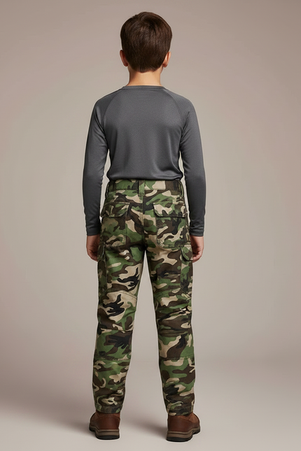 Pantalon Randonnée Camouflage Enfant Cargo Robuste Multi-poches - Imprimé Toile - vue 2