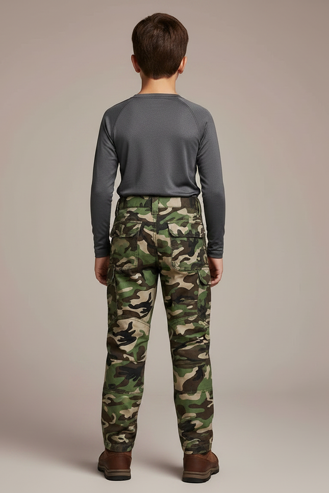 Pantalon Randonnée Camouflage Enfant Cargo Robuste Multi-poches - Imprimé Toile - vue 2