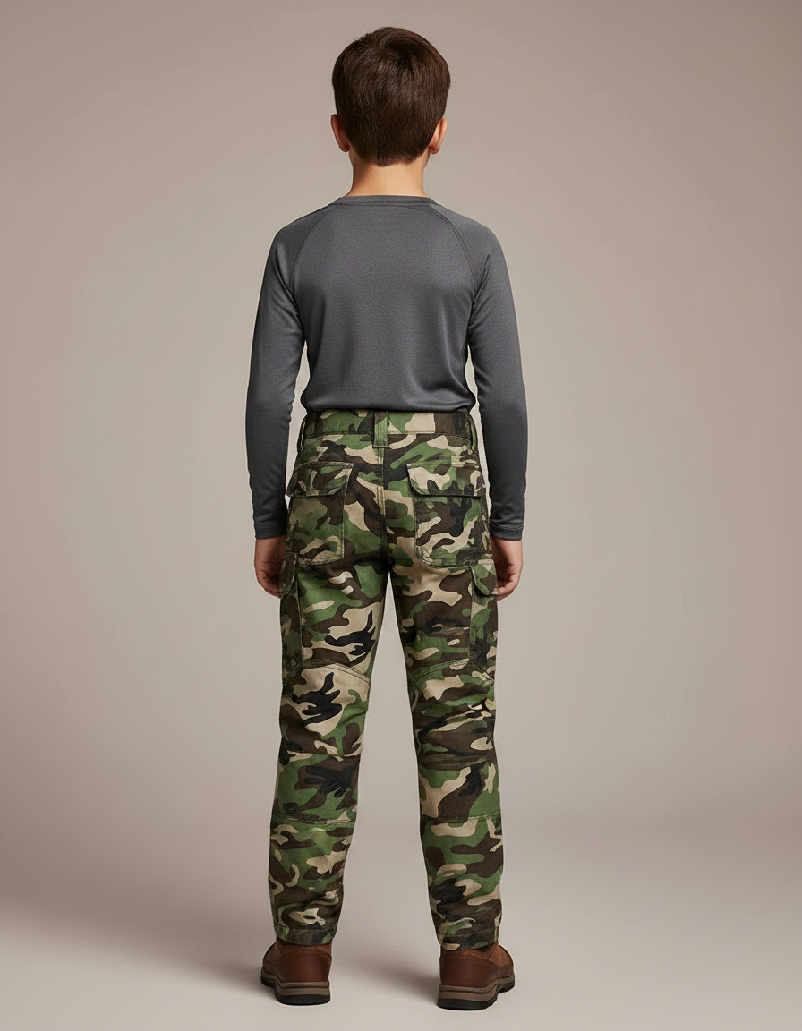 Pantalon Randonnée Camouflage Enfant Cargo Robuste Multi-poches - Imprimé Toile - vue 2