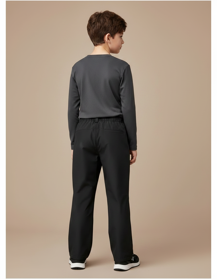 Pantalon Randonnée Noir Enfant Coupe Droite Élastique - Polyester - vue 2