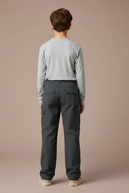 Pantalon Randonnée Garçon Gris Foncé Cargo Décontracté - Polyester - vue 2