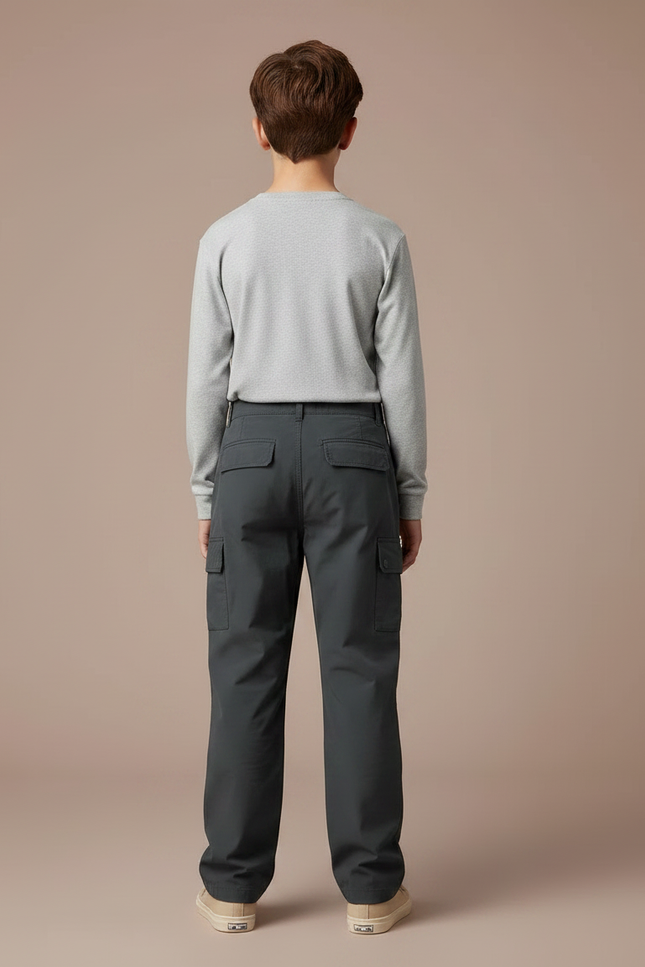 Pantalon Randonnée Garçon Gris Foncé Cargo Décontracté - Polyester - vue 2