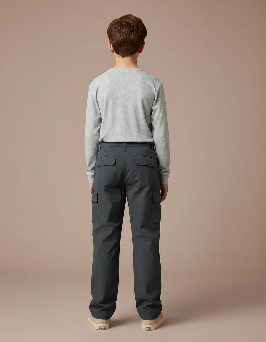 Pantalon Randonnée Garçon Gris Foncé Cargo Décontracté - Polyester - vue 2