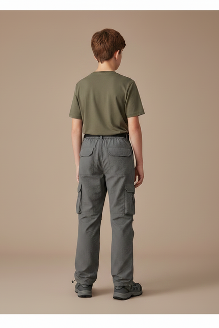 Pantalon Randonnée Gris Cargo Enfant Léger Respirant - Polyester - vue 2