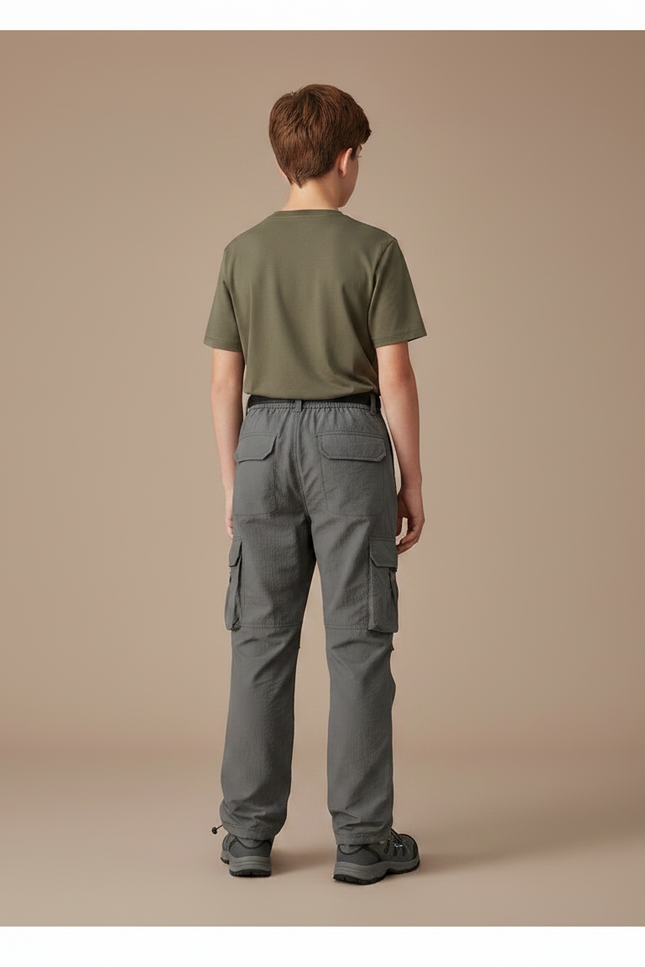 Pantalon Randonnée Gris Cargo Enfant Léger Respirant - Polyester - vue 2