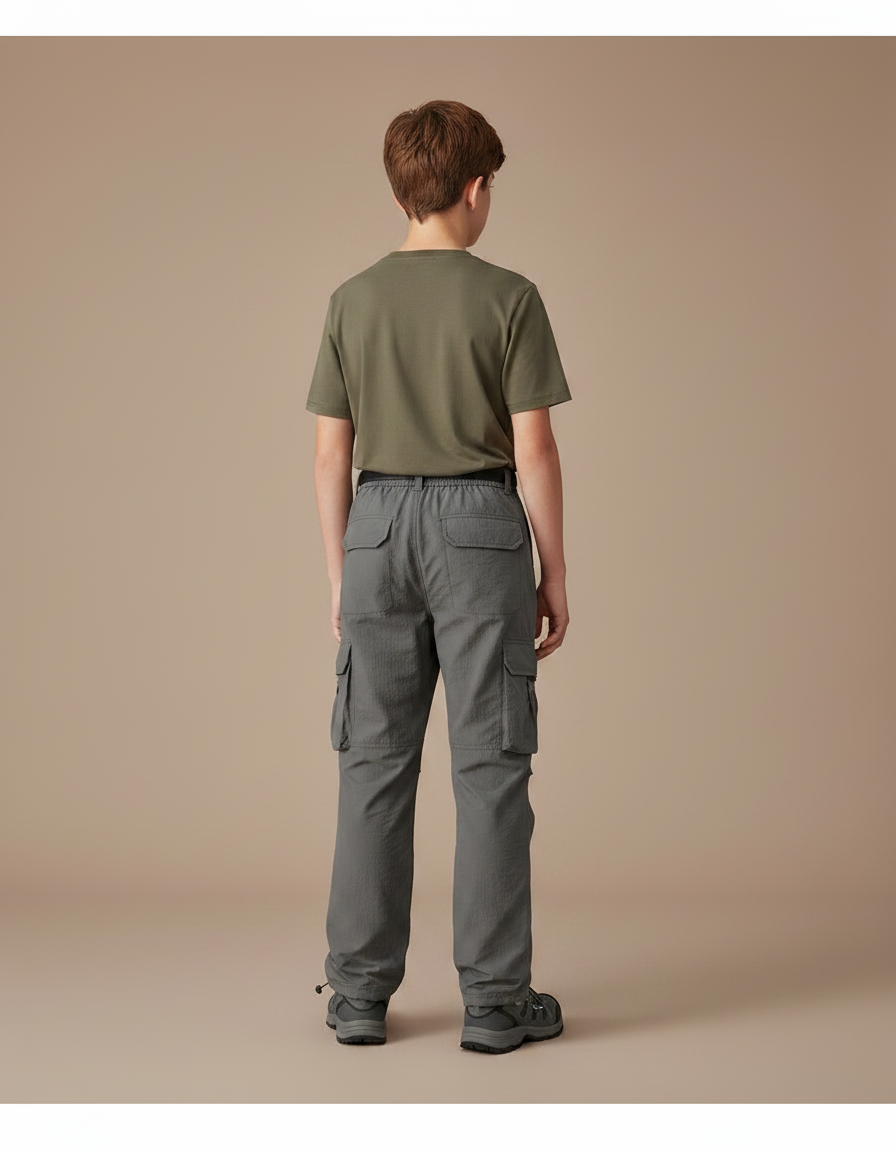 Pantalon Randonnée Gris Cargo Enfant Léger Respirant - Polyester - vue 2