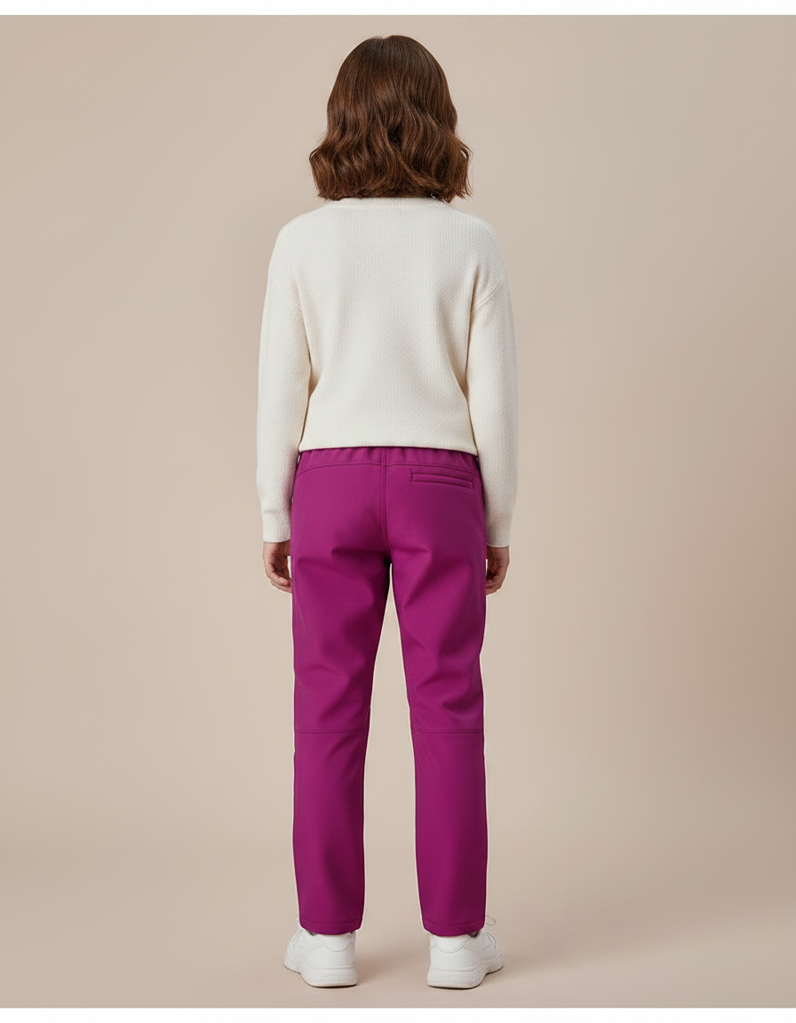 Pantalon Randonnée Violet Enfant Doublé Polaire Coupe Droite - Polyester - vue 2