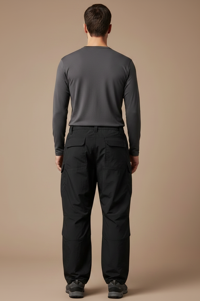 Pantalon Randonnée Noir Cargo Confortable Ample Homme - Polyester - vue 2