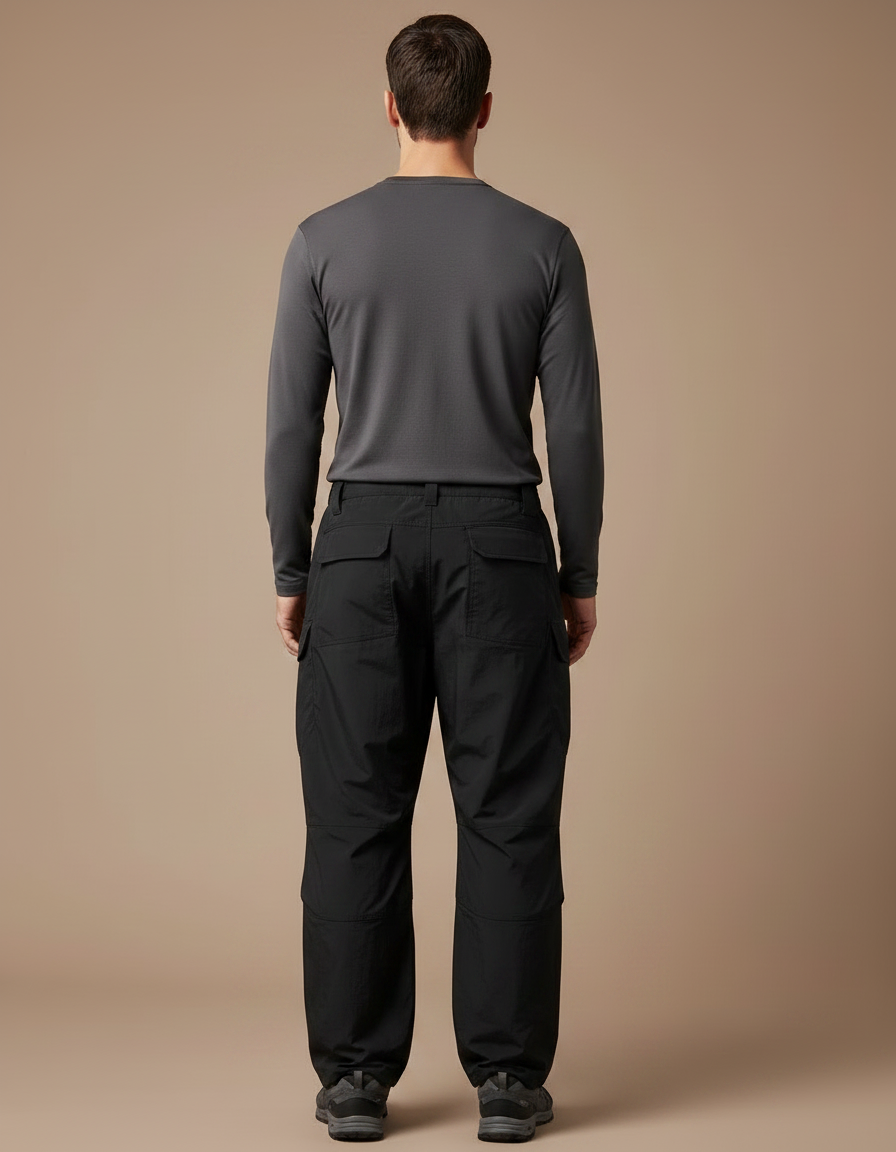 Pantalon Randonnée Noir Cargo Confortable Ample Homme - Polyester - vue 2