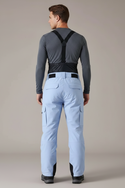 Pantalon Randonnée Bleu Ciel Bretelles Imperméable Hiver Homme - Polyester - vue 2