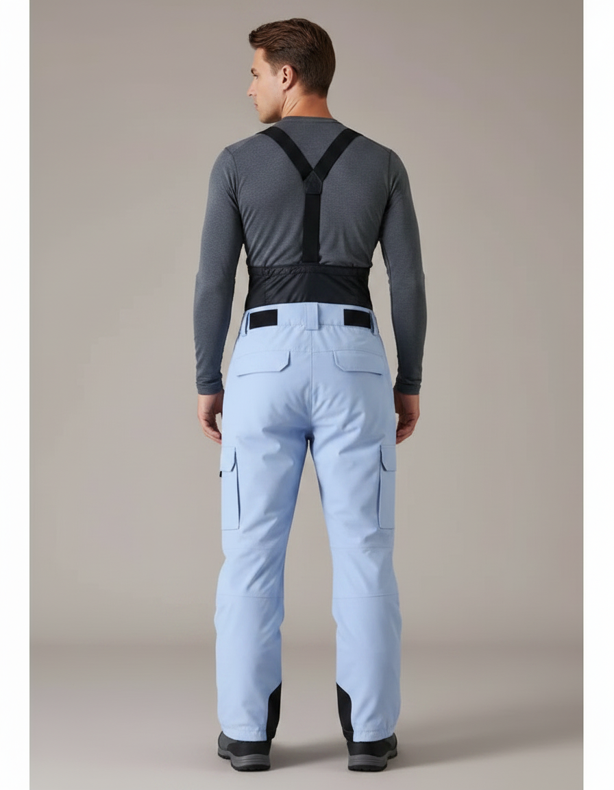 Pantalon Randonnée Bleu Ciel Bretelles Imperméable Hiver Homme - Polyester - vue 2