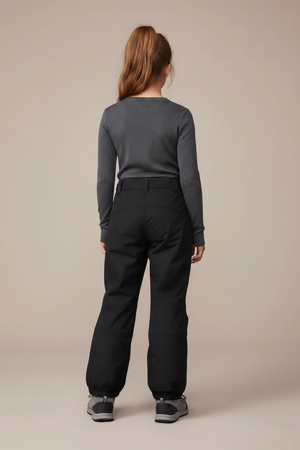 Pantalon Randonnée Noir Imperméable Enfant Hiver - Polyester - vue 2