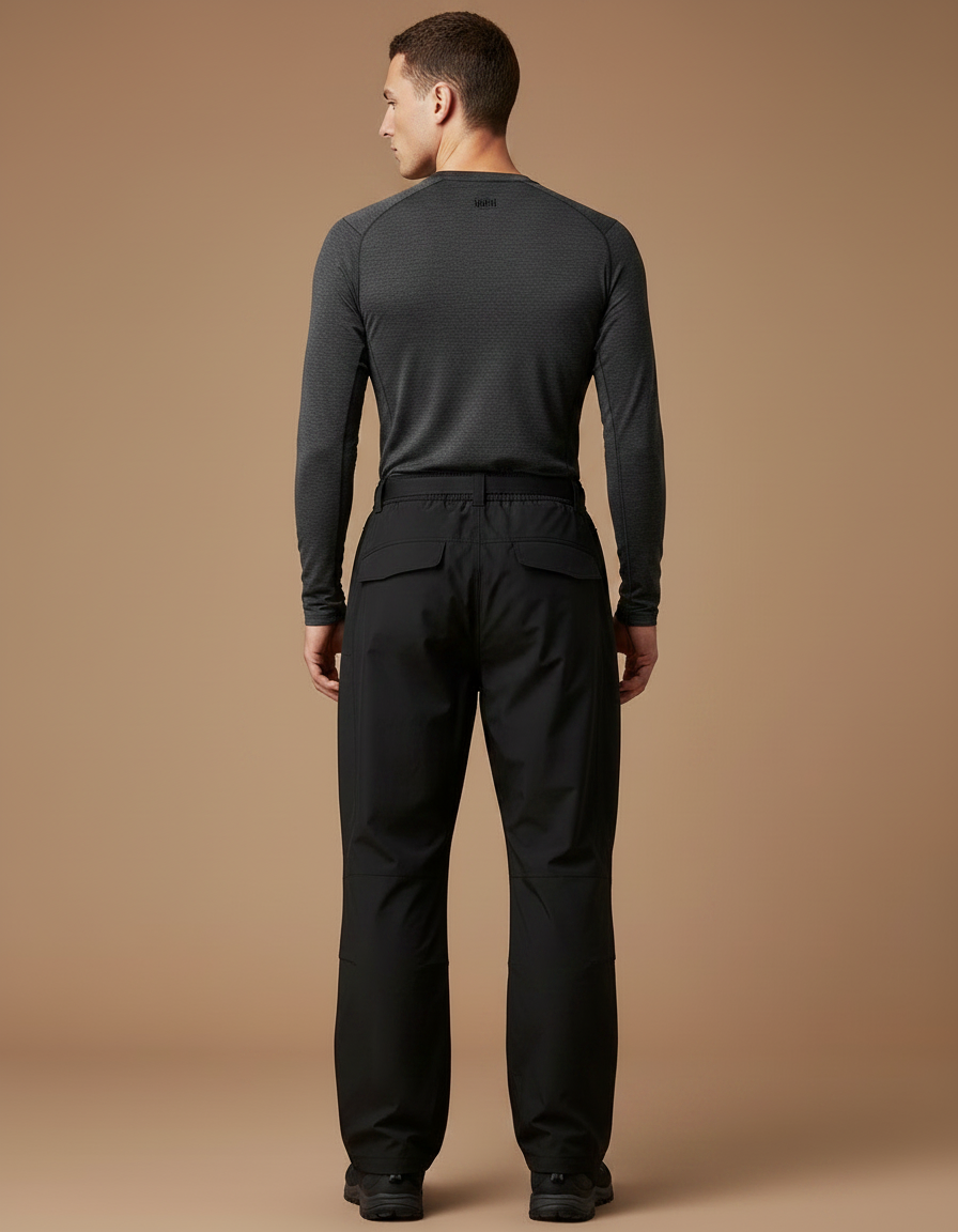 Pantalon Randonnée Noir Ceinturé Ample Homme - Polyester - vue 2