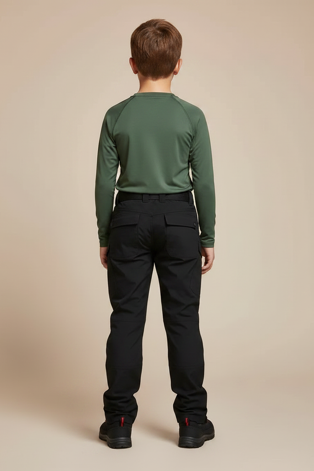 Pantalon Randonnée Noir Tactique Cargo Enfant - Polyester - vue 2