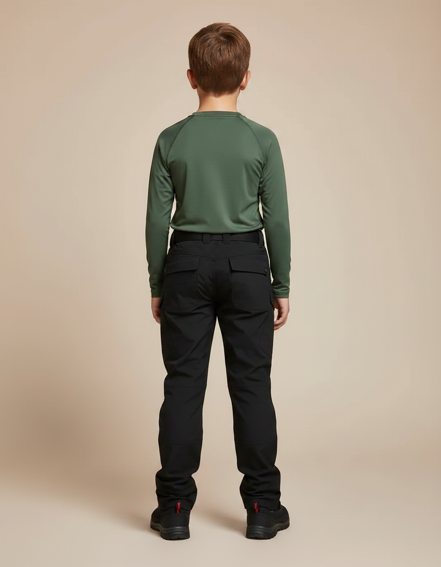 Pantalon Randonnée Noir Tactique Cargo Enfant - Polyester - vue 2