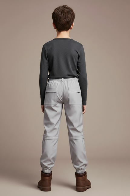 Pantalon Randonnée Gris Enfant Cargo Confortable Élastiqué - Polyester - vue 2