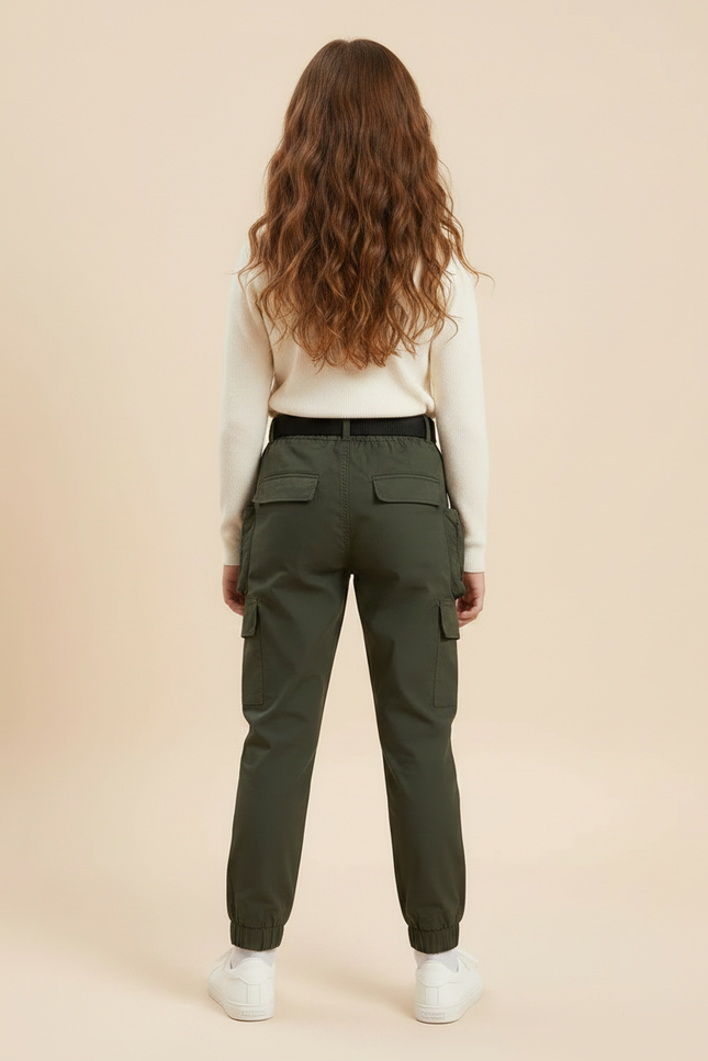 Pantalon Randonnée Kaki Cargo Enfant Coton - vue 2