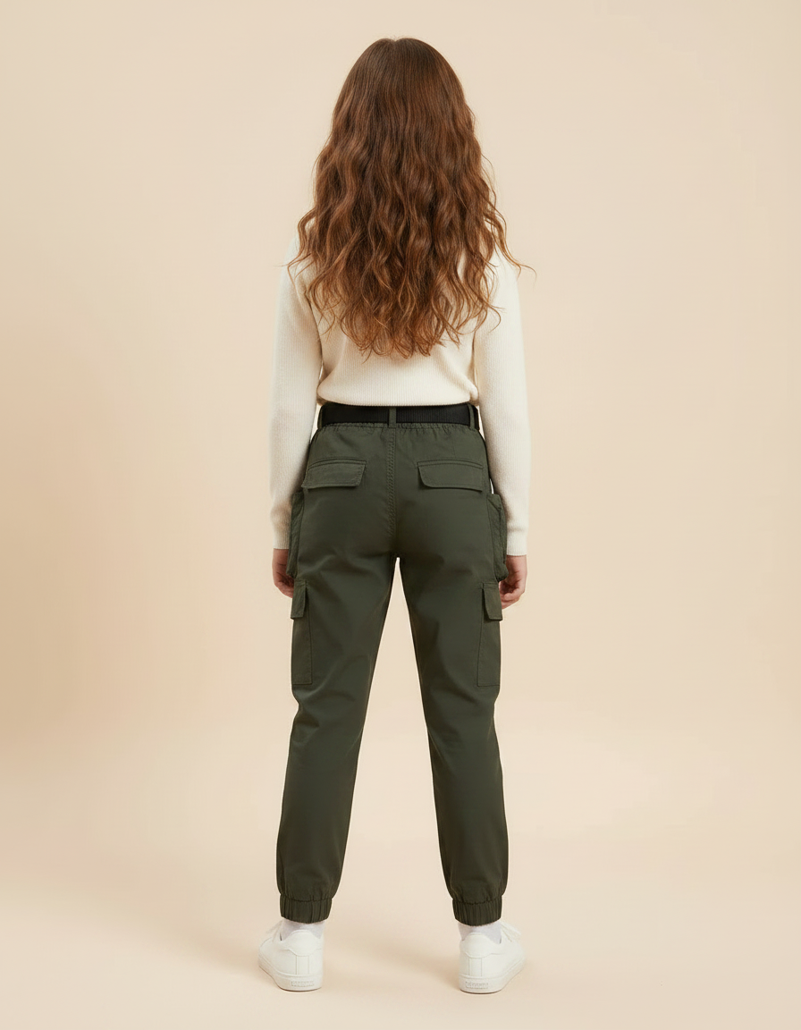 Pantalon Randonnée Kaki Cargo Enfant Coton - vue 2
