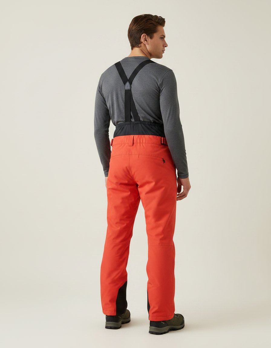 Pantalon Randonnée Orange Bretelles Imperméable Homme - Polyester - vue 2