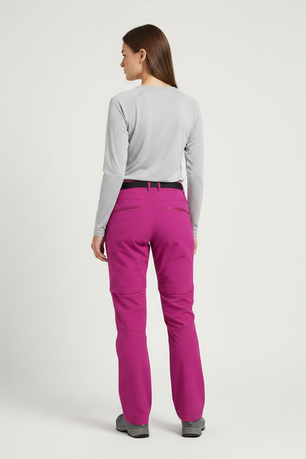 Pantalon Randonnée Femme Convertible Rose Séchage Rapide - Polyester - vue 2