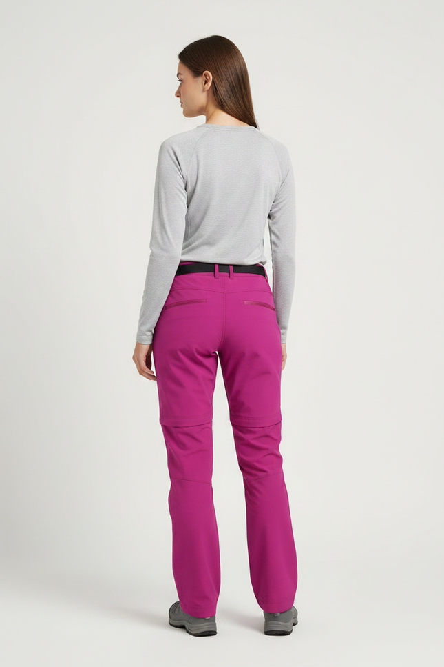 Pantalon Randonnée Femme Convertible Rose Séchage Rapide - Polyester - vue 2