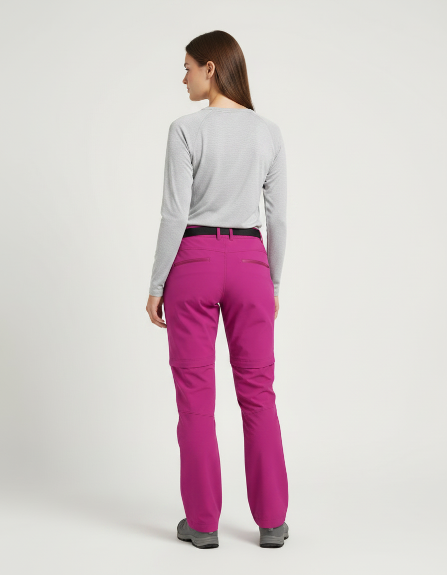 Pantalon Randonnée Femme Convertible Rose Séchage Rapide - Polyester - vue 2