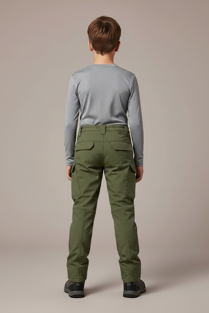 Pantalon Randonnée Vert Enfant Cargo Tactique Épais - Polyester - vue 2