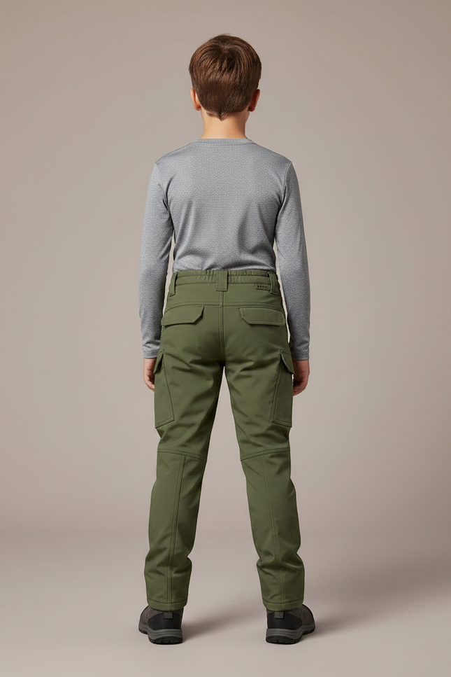 Pantalon Randonnée Vert Enfant Cargo Tactique Épais - Polyester - vue 2